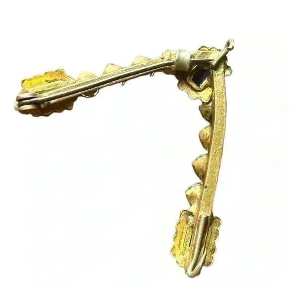 Vintage gold tone Brooch/Pendant - clear and blue  stones - Picture 2 of 3